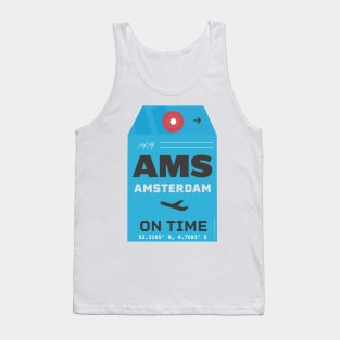 AMS Amsterdam luggage tag style blue Tank Top